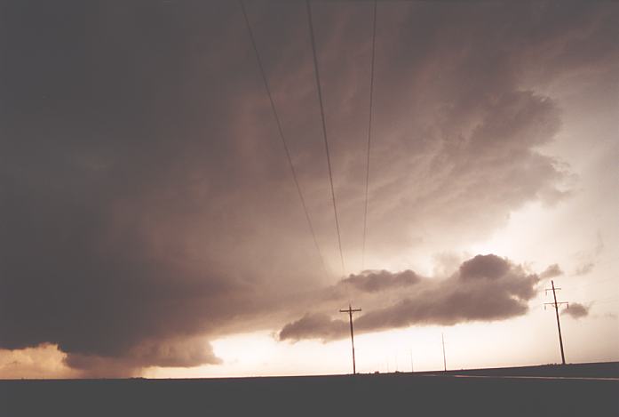 cumulonimbus thunderstorm_base : SE of Spearman, Texas, USA   23 May 2002