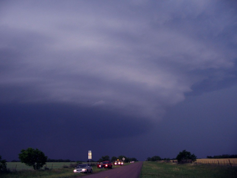 cumulonimbus thunderstorm_base : E of Benjamin, Texas, USA   13 May 2005