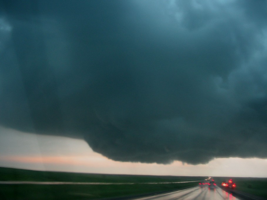 cumulonimbus thunderstorm_base : I-90 near Stamford, South Dakota, USA   7 June 2005